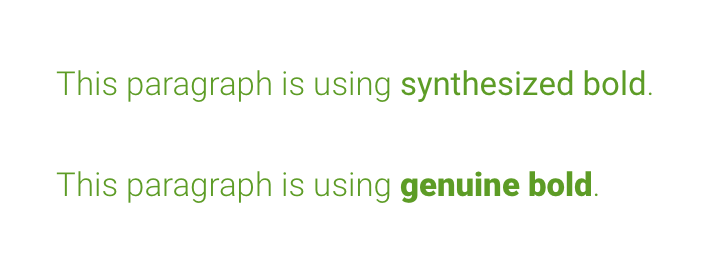 synthesized bold vs genuine bold