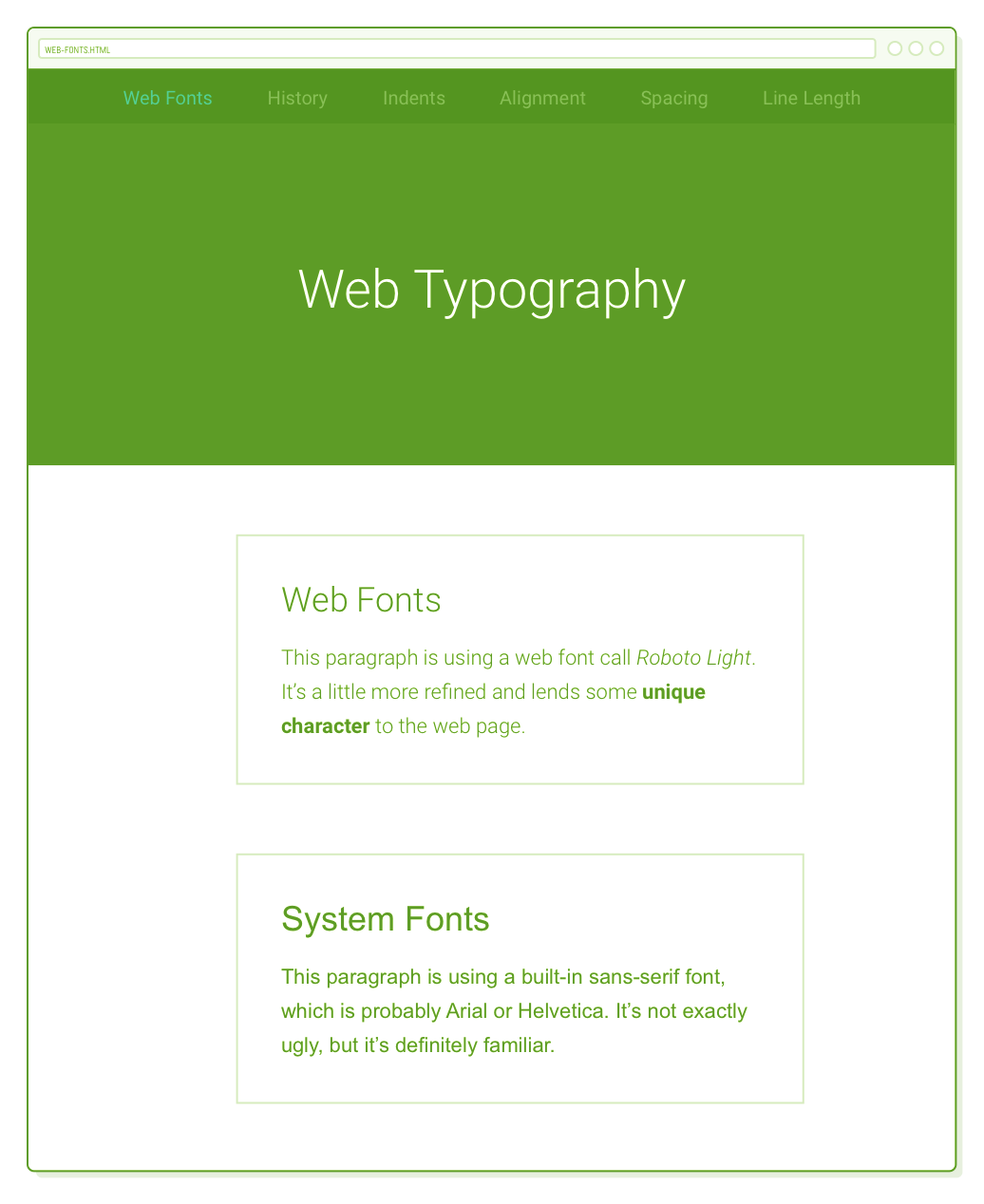 web typography screenshot